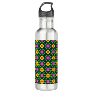 Farbenfrohe Blumenmuster Edelstahlflasche