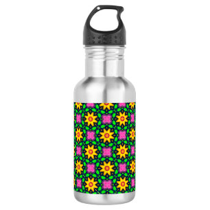 Farbenfrohe Blumenmuster Edelstahlflasche