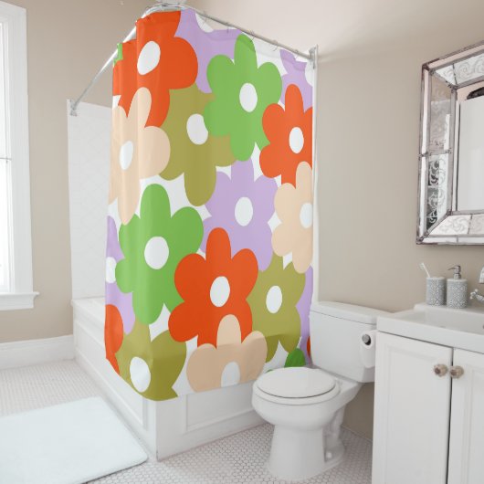 Farbenfrohe Blumenmuster, einfache tropische Blume Duschvorhang (Beispiel)