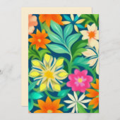 Farbenfrohe Blumenmuster Einladung (Vorne/Hinten)
