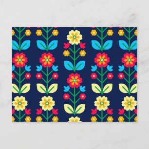 Farbenfrohe Blumenmuster Feiertagspostkarte