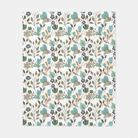 Farbenfrohe Blumenmuster Fleecedecke (Vorderseite)