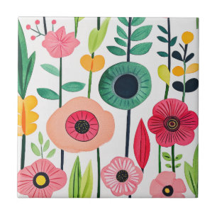 Farbenfrohe Blumenmuster Fliese