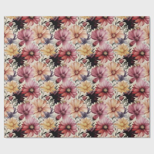 Farbenfrohe Blumenmuster Gerber Daisy Blume Patter Geschenkpapier (Flach)