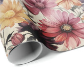 Farbenfrohe Blumenmuster Gerber Daisy Blume Patter Geschenkpapier (Rolleneckpunkt)