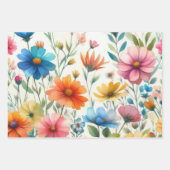 Farbenfrohe Blumenmuster Geschenkpapier Set (Vorderseite 3)