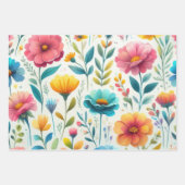Farbenfrohe Blumenmuster Geschenkpapier Set (Vorderseite 2)