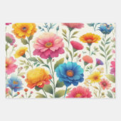 Farbenfrohe Blumenmuster Geschenkpapier Set (Vorderseite)