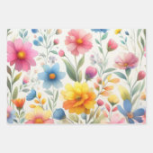 Farbenfrohe Blumenmuster Geschenkpapier Set (Vorderseite 3)