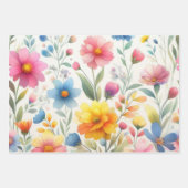 Farbenfrohe Blumenmuster Geschenkpapier Set (Vorderseite 2)