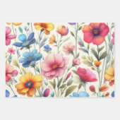 Farbenfrohe Blumenmuster Geschenkpapier Set (Vorderseite)