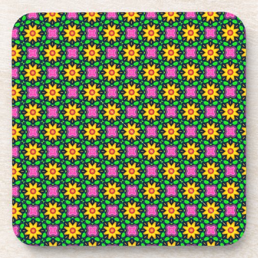 Farbenfrohe Blumenmuster Getränkeuntersetzer (Vorderseite)