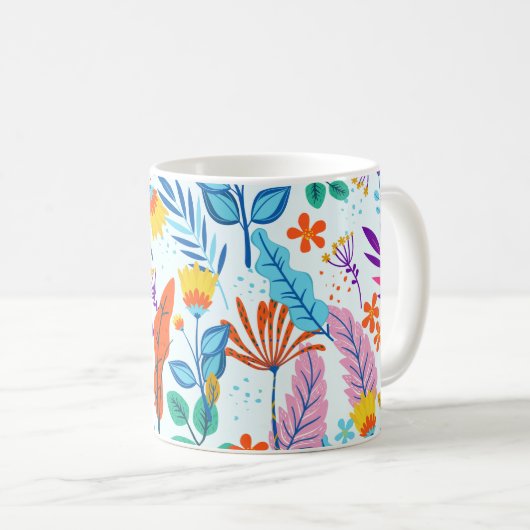 Farbenfrohe Blumenmuster Kaffeetasse (VorderseiteRechts)