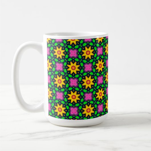 Farbenfrohe Blumenmuster Kaffeetasse (Links)