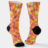 Farbenfrohe Blumenmuster * Korallenfarben Socken (Gewinkelt)