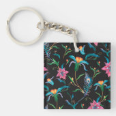 Farbenfrohe Blumenmuster, kühn und lebendig Schlüsselanhänger (Vorderseite)