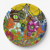 Farbenfrohe Blumenmuster-Kunst-Papierteller Pappteller (Vorderseite)