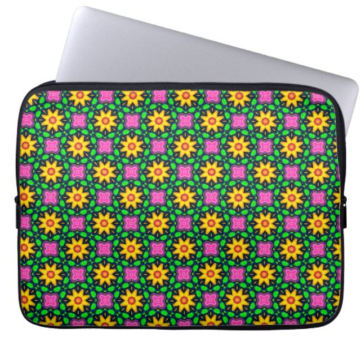 Farbenfrohe Blumenmuster Laptopschutzhülle (Vorderseite)