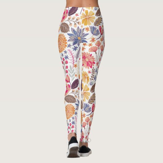 Farbenfrohe Blumenmuster Leggings (Rückseite)