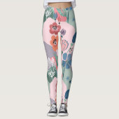 Farbenfrohe Blumenmuster Leggings (Vorderseite)