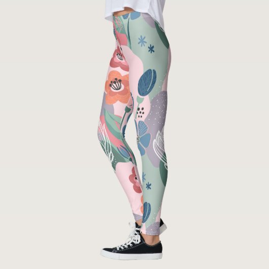 Farbenfrohe Blumenmuster Leggings (Links)