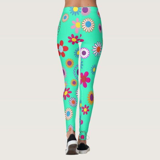 Farbenfrohe Blumenmuster Leggings (Rückseite)