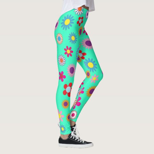 Farbenfrohe Blumenmuster Leggings (Rechts)