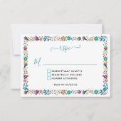 Farbenfrohe Blumenmuster mexikanische Hochzeit RSVP Karte (Vorderseite)