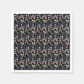 Farbenfrohe Blumenmuster mit Regenbogen und Bäumen Serviette (Vorderseite)