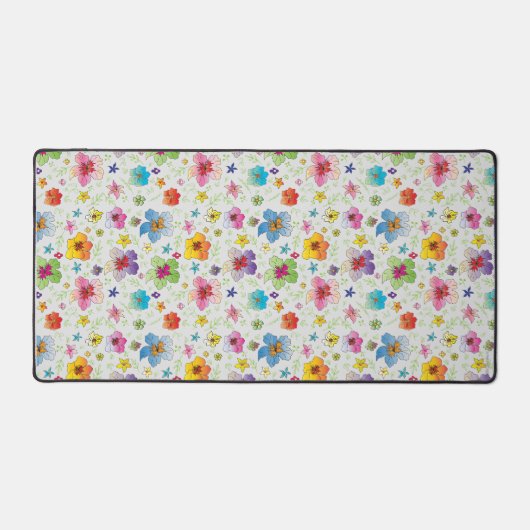 Farbenfrohe Blumenmuster Moderne Schreibtischunterlage (Vorderseite)