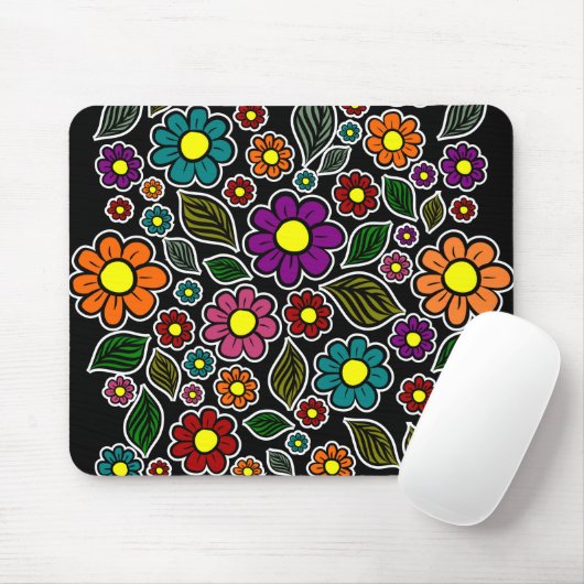 Farbenfrohe Blumenmuster Mousepad (Mit Mouse)