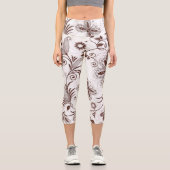Farbenfrohe Blumenmuster nahtlos Capri Leggings (Vorderseite)