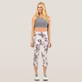 Farbenfrohe Blumenmuster nahtlos Capri Leggings (Vorderseite)