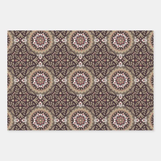 Farbenfrohe Blumenmuster nahtlos Geschenkpapier Set (Vorderseite)