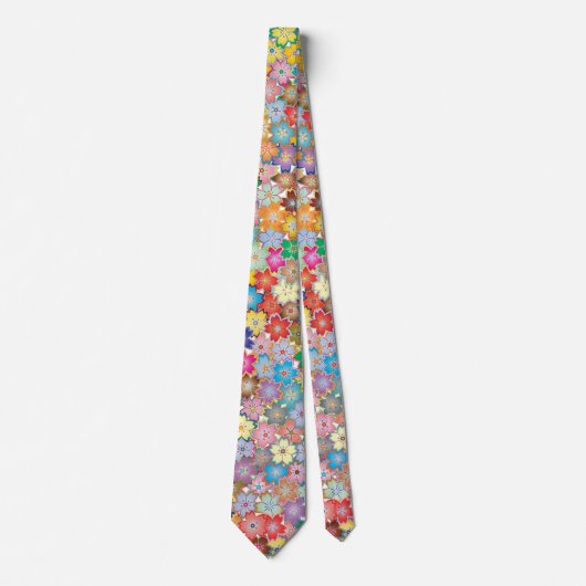 Farbenfrohe Blumenmuster Necktie Krawatte (Vorderseite)