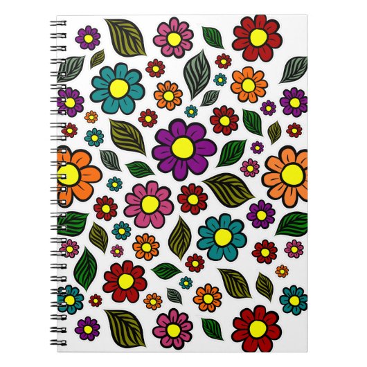 Farbenfrohe Blumenmuster Notizblock (Vorderseite)