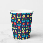 Farbenfrohe Blumenmuster Pappbecher (Rückseite)