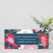 Farbenfrohe Blumenmuster Pink Blue Geschenkgutsche (Stehend Vorderseite)