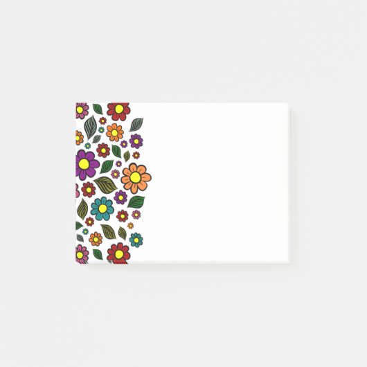 Farbenfrohe Blumenmuster Post-it Klebezettel (Vorderseite)