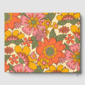 Farbenfrohe Blumenmuster Retro Boho 70er Wedding Gästebuch (Rückseite)