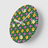 Farbenfrohe Blumenmuster Runde Wanduhr (Winkel)