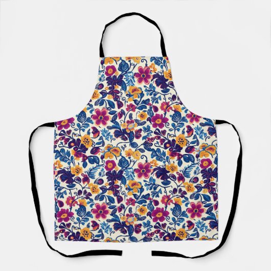 Farbenfrohe Blumenmuster Schürze (Vorderseite)