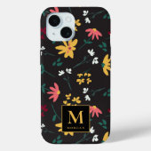 Farbenfrohe Blumenmuster Schwarz Personalisiert Case-Mate iPhone Hülle (Rückseite)