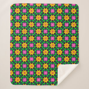 Farbenfrohe Blumenmuster Sherpadecke