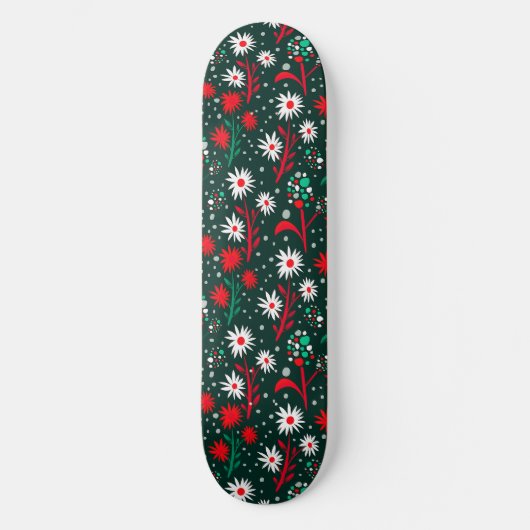 Farbenfrohe Blumenmuster Skateboard (Vorderseite)