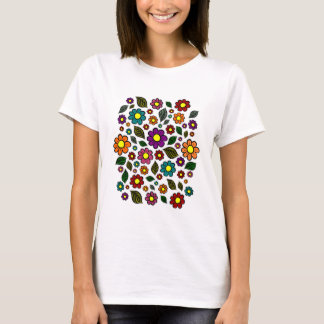 Farbenfrohe Blumenmuster T-Shirt