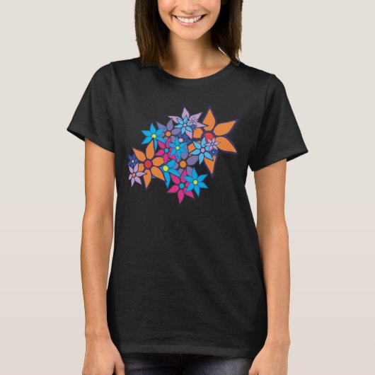 Farbenfrohe Blumenmuster T-Shirt (Vorderseite)