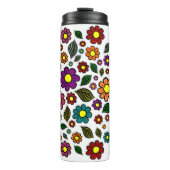 Farbenfrohe Blumenmuster Thermosbecher (Vorderseite)