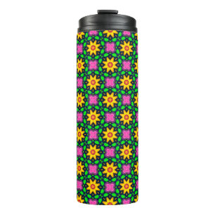 Farbenfrohe Blumenmuster Thermosbecher