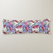 Farbenfrohe Blumenmuster Tropische Blume Blau Pink Seitenschläferkissen (Rückseite)